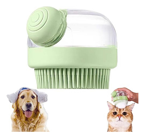 Cepillo Para Baño De Mascotas Dispensador De Champu (verde)