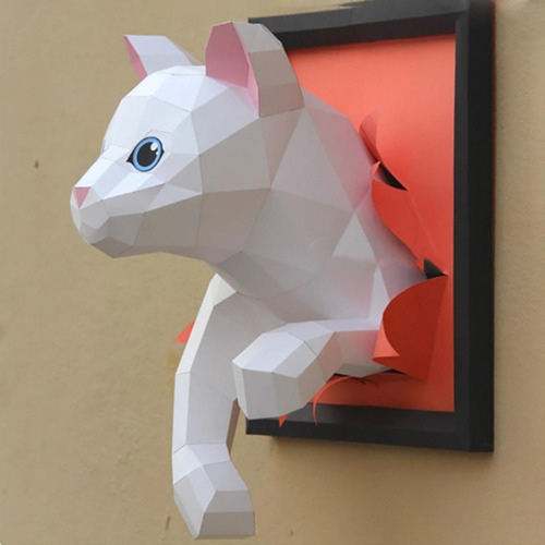 Decoración De Pared Gato Arte De Pared Modelo De Papel 3d