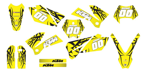 Adesivo Moto Cross Trilha Ktm Exc F 04-07 Amarelo Lm112