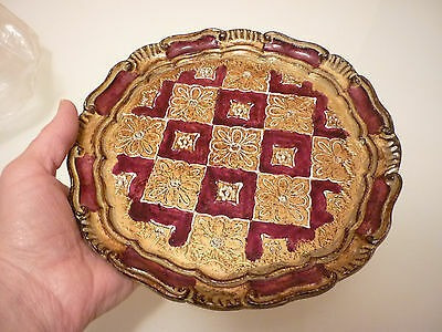 Vintage 8  Serving Beverage Tray - Hand Painted Ornate - E