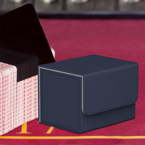 Caja De Baraja De Cartas Contenedor De Cuero Pu Azul Oscuro