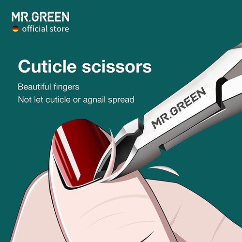 Mr.green Cuticle Nipper, Stainless Steel, With Pzusher