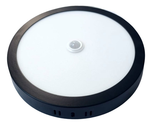 Panel Redondo Led Eco Sobrepuesto Negro Con Sensor 12w