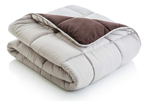 Set 7 Pz King Size Edredón Con Sábanas Y Fundas Premium Marrón Liso