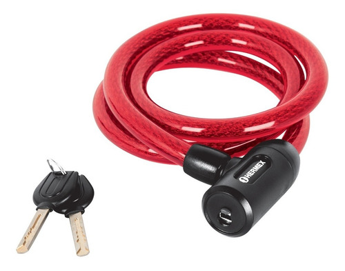 Candado De Cable Con Llave, 20 Mm X 1.20 M, Hermex Color Rojo