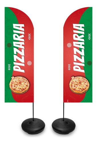 Wind Banner Pizzaria Dupla Face Fly Flag Kit Completo 