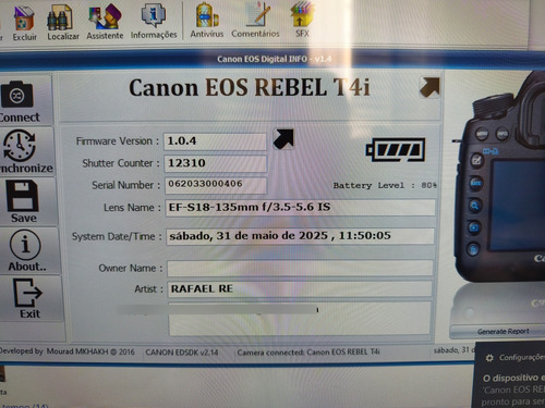 Canon T4i + Lente 18.135 Câmera Nova Apenas 12 Mil Clics Preto (Usado)