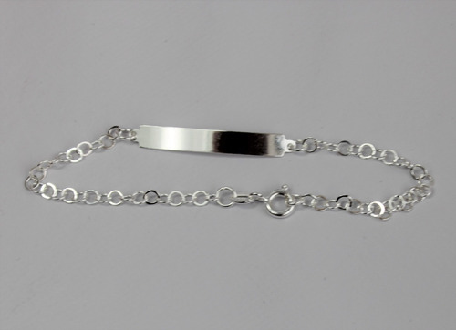 Pulseira Chapa Adulto Prata 925 + Gravação Nome