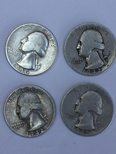 Moneda 25 Centavos Dollar Plata  De 1940 O 1942s   Por Pieza