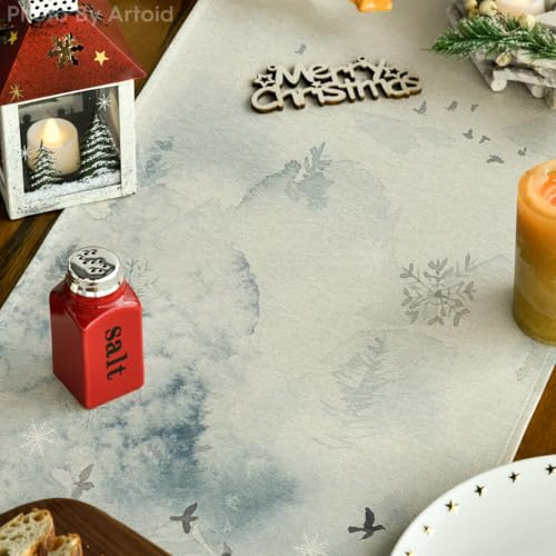 Artoid Mode Green Tree Snow Christmas Table Runner, Temporad