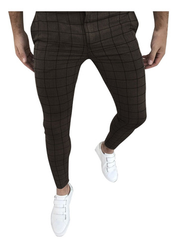 Pantalones De Hombre Pantalones De Vestir, Casual A Cuadros