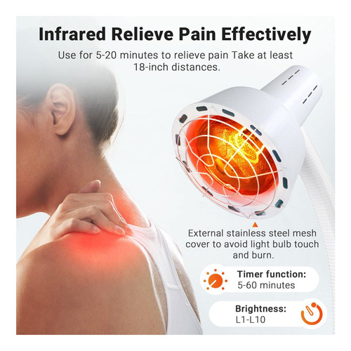 Lámpara Infrarroja Con Soporte, Lámpara De Terapia De Luz W