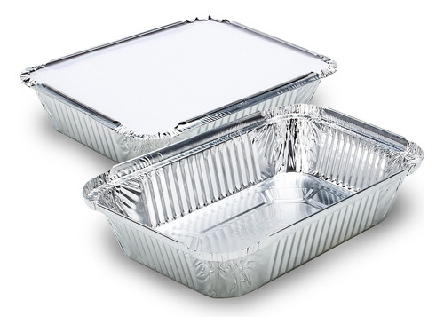 Bandeja De Aluminio Con Tapa 1100ml - 10 Unidades Desechable