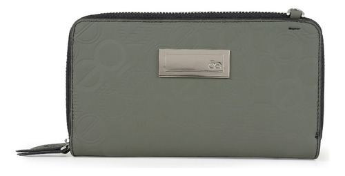 Cartera Para Mujer Cloe Cierre Doble Monograma Con Asa Color Verde musgo