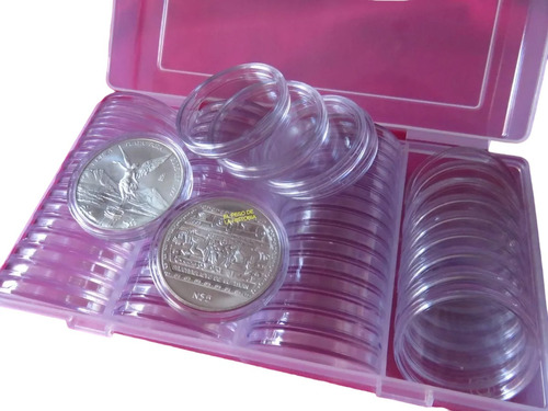60 Capsulas Onza Monedas De 40mm Con Estuche Alta Calidad