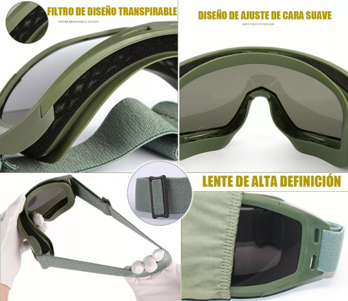 Policia Careta Gafas Goggle Militar Táctico Lentes Color Verde