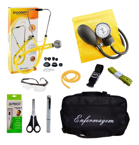 Kit De Enfermagem Amarelo Incoterm Com Medidor De Pressão