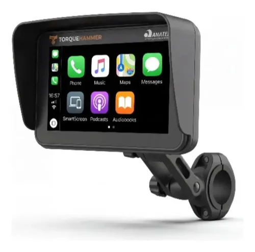 Multimidia Para Motos Espelhamento Carplay Android Auto Bt Preto