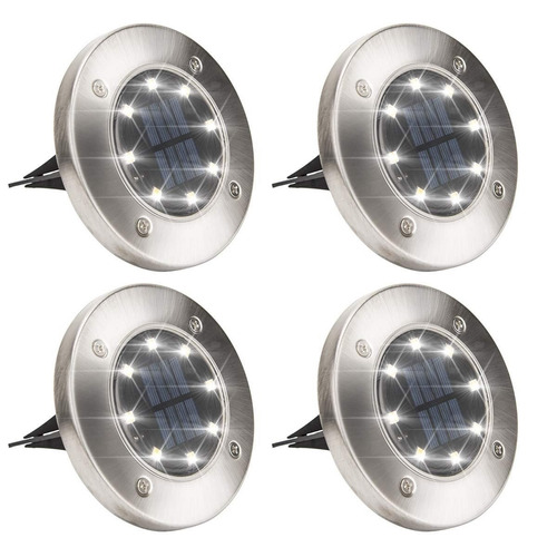 Pack X4 Luz Solar 8 Led Con Estaca Exterior Tierra Jardin