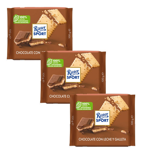 Chocolate Con Galleta 3pz Ritter Sport De 100g C/u