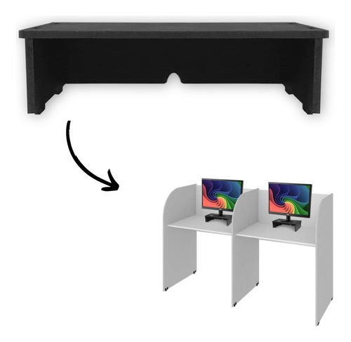 Suporte Monitor Pc Modular Mdf Preto Escritório Home Office