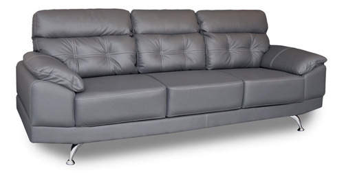 Sofa De Piel - Dublin - Conforto Muebles Color Gris Oxford