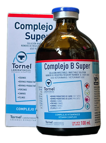 Complejo B Super Tornel Vitaminas Bovinos Perros Gatos 100ml