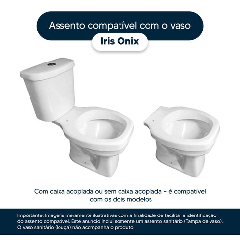Assento Sanitário Poliéster Iris Branco Para Vaso Onix