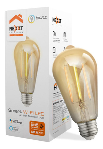 Nexxt Bombilla Led Filamento Ámbar Smart Wi-fi 110v- St19 Color De La Luz Blanco Cálido