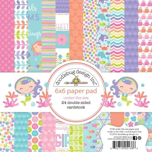   Paper Pad 6x6 Doodlebug Papeles Scrapbook Under The Sea