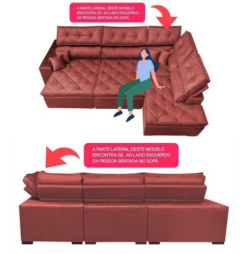 Sofá Canto Retrátil,reclinável Cama Inbox Platinum Vermelho Cor Vermelho