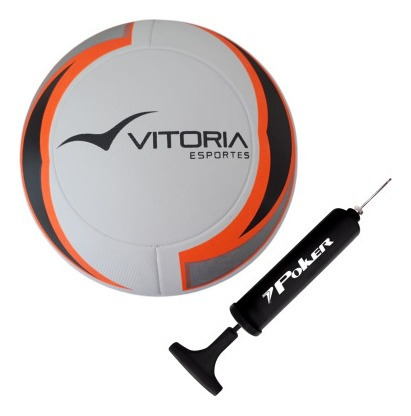 Bomba + Bola Futebol De Campo Oficial Vitoria Termotec Pu