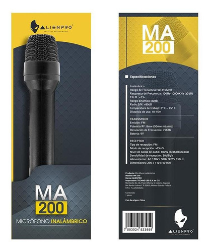 Imagen 3 de 4 de Micrófono Inalámbrico Alienpro Ma-200 - S002