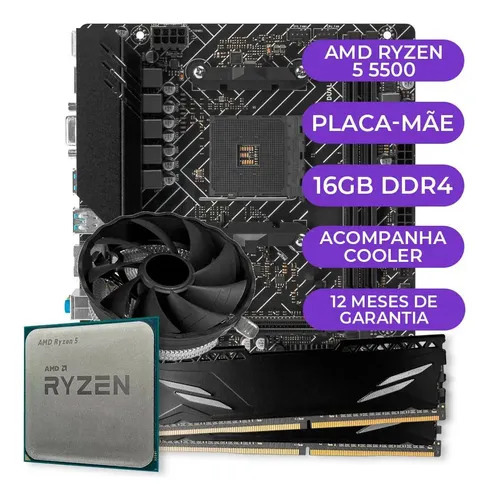 Kit Upgrade Gamer, Amd Ryzen 5 5500 + A520m + 16gb Ddr4