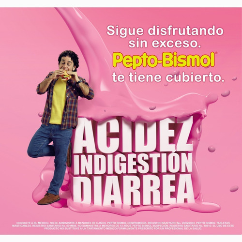 Imagen 2 de 2 de Tabletas Masticables Pepto Bismol Caja Con 100