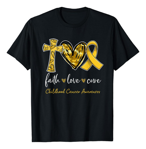 Faith Love Cure Gold Ribbon Camiseta De Concienciación Sobre