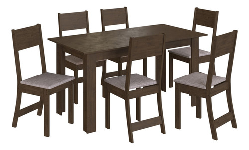 Conjunto Mesa Atlanta 6 Cadeiras Noce