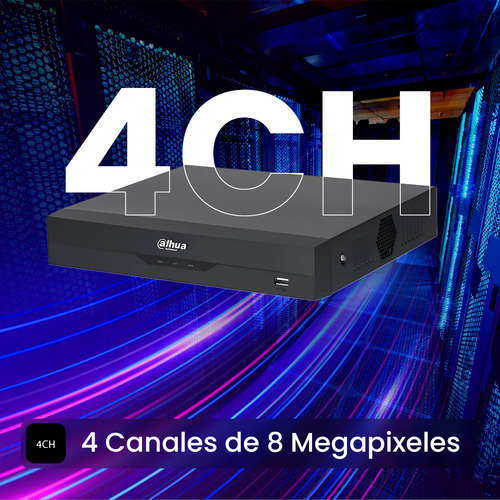 Dvr Dahua Xvr5104hs-4kl-i3 4 Canales 4k Wizsense | H.265+ 4 Hdcvi + 4 Ip (hasta 8 Ip) | Reconocimiento Facial | Smd Plus | Protección Perimetral | Entrada 8mp | Conexión HDMI y VGA