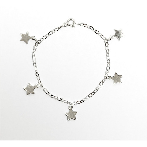 Pulsera 5 Estrellas Colgantes Plata Fina 925