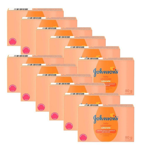 Kit 12 Sabonete Barra Glicerinado Johnson's Baby 80g