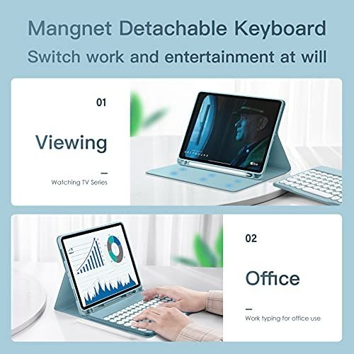 Estuche Redonda Teclado Para iPad Air 10.9 Tipo Libro