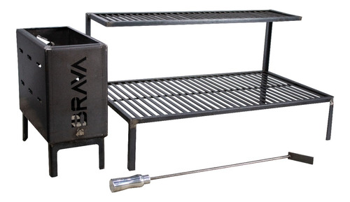 Kit Parrilla 95cm Grelha Barra Chata + Firebox P/ Alvenaria