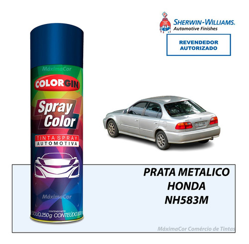 Tinta Spray Automotivo Prata Metalico Honda 300ml