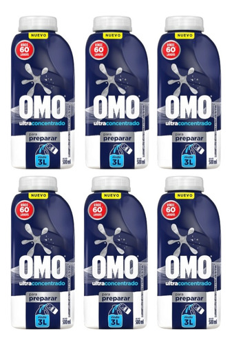 Detergente Omo Diluir Concentrado Pack X6 Rinde 3 Litros