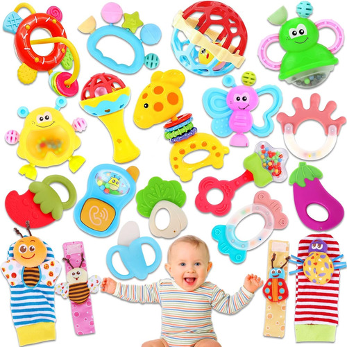 Azen 20pcs Baby Toys 0-6 6-12 Months, Infant Toys 0-6 Months