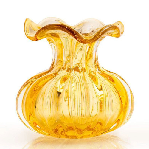 Vaso Cristal Murano Trouxinha Ambar 12x10cm Sao Marcos 12x