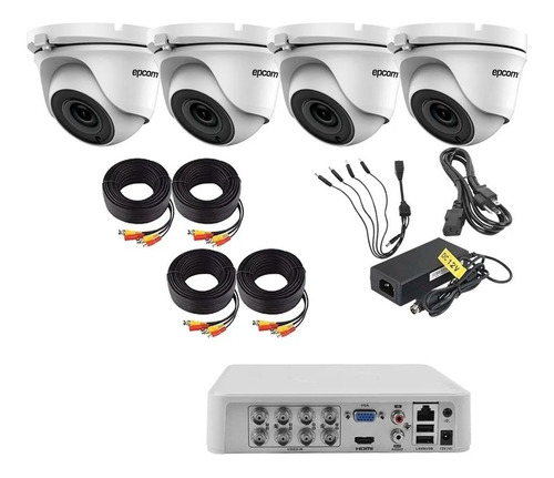 Kit Circuito Cerrado Epcom Dvr 8 Canales 4 Cámaras Domo 1mp 