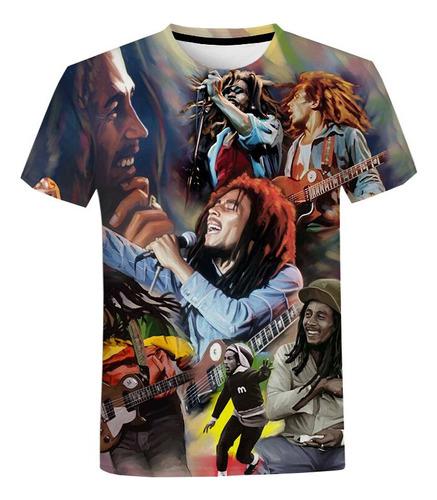 Asz Camiseta De Manga Corta Estilo Reggae De Bob Marley
