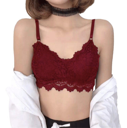 Lindo Bralette Sujetador Ropa Interior Encaje Inalambrico