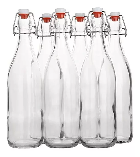 AYL Botella de vidrio abatible [1 litro / 33 onzas líquidas] [Paquete de 4]  – Botella de cerveza osc…Ver más AYL Botella de vidrio abatible [1 litro /